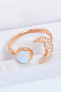Natural Moonstone and Zircon Sun & Moon Open Ring-Teresa's Fashionista LLC