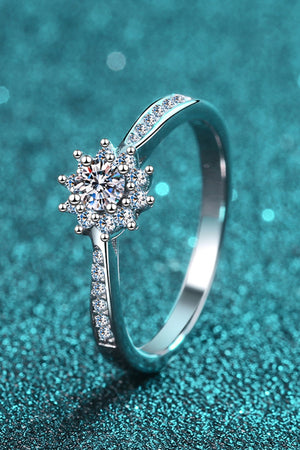 Moissanite Rhodium-Plated Snowflake Ring-Teresa's Fashionista LLC