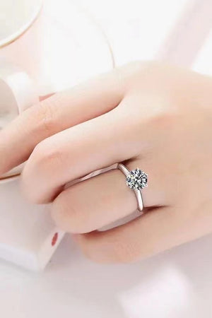 925 Sterling Silver 3 Carat Moissanite 6-Prong Ring-Teresa's Fashionista LLC