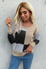 Color Block Ribbed Trim Round Neck Knit Pullover-Teresa's Fashionista LLC