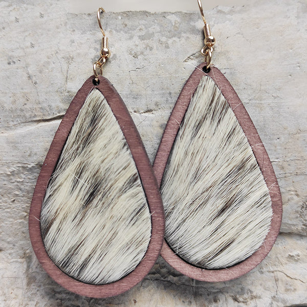 Teardrop Shape Wooden Dangle Earrings-Teresa's Fashionista LLC