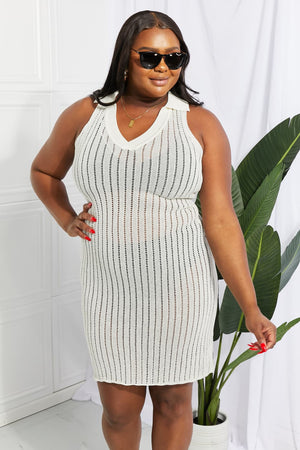 Openwork Johnny Collar Cover Up Dress-Teresa's Fashionista LLC