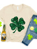 Lucky Clover Round Neck T-Shirt-Teresa's Fashionista LLC