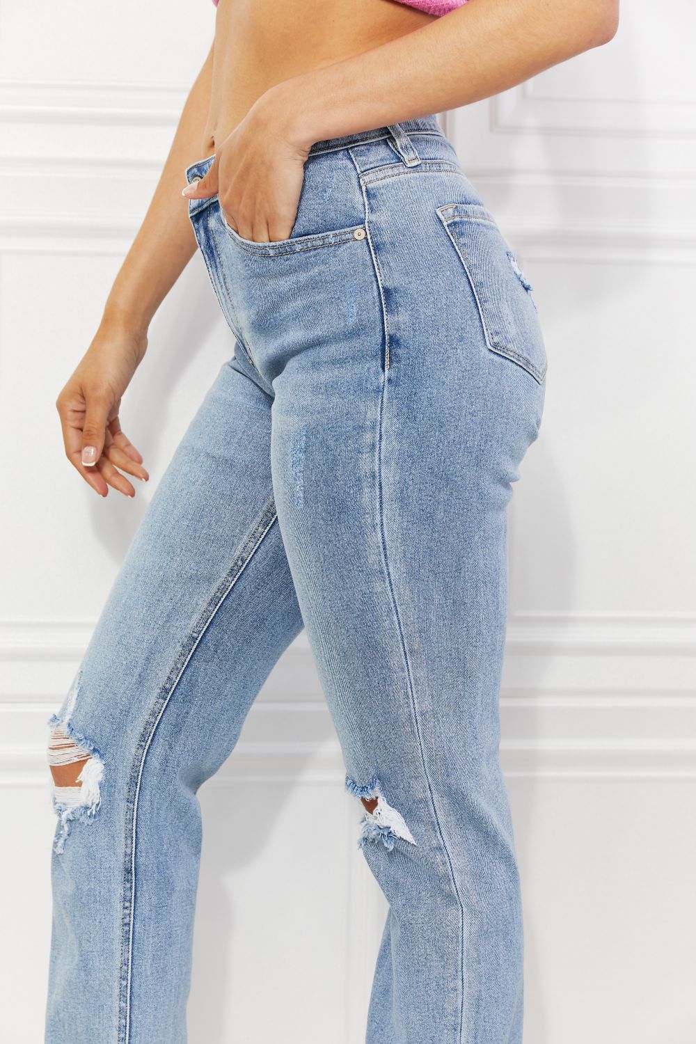 Kancan Abby High Rise Slim Straight Jeans-Teresa&#39;s Fashionista LLC