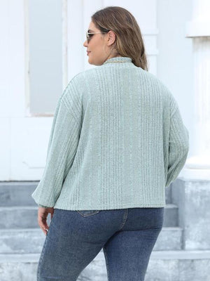 Plus Size Mock Neck Long Sleeve Knit Top-Teresa's Fashionista LLC