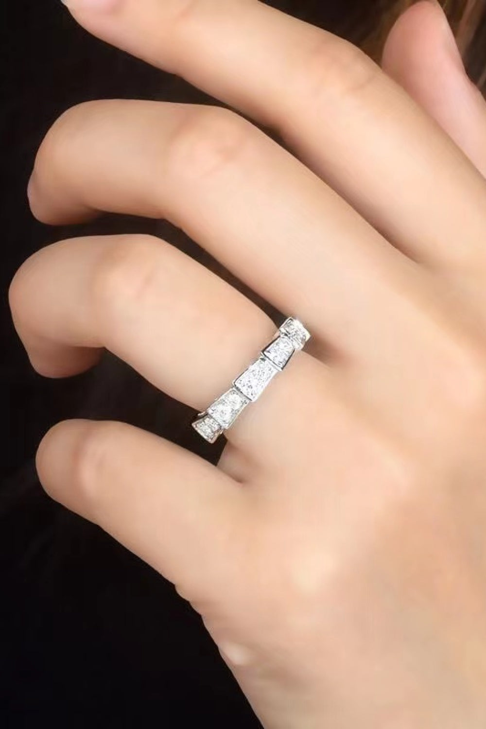 Shiny 3 Carat Moissanite Platinum-Plated Ring-Teresa&#39;s Fashionista LLC