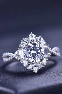 Floral 2 Carat Moissanite Crisscross Ring-Teresa's Fashionista LLC