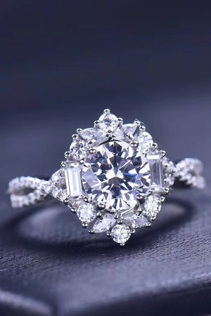 Floral 2 Carat Moissanite Crisscross Ring-Teresa's Fashionista LLC