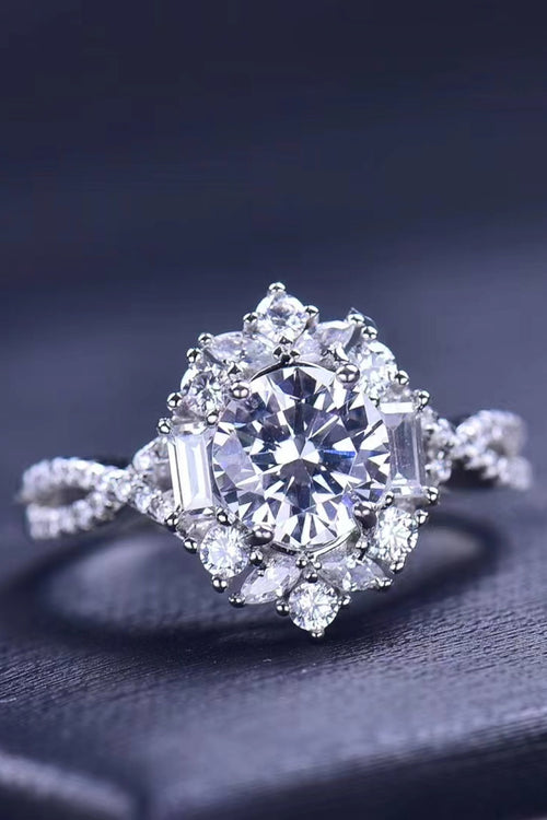Floral 2 Carat Moissanite Crisscross Ring-Teresa's Fashionista LLC