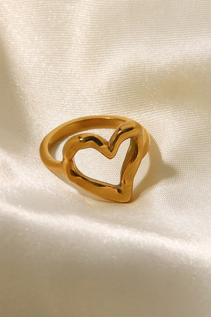 18K Gold Plated Heart-Shaped Ring-Teresa's Fashionista LLC