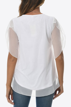 Round Neck Curved Hem Blouse-Teresa's Fashionista LLC