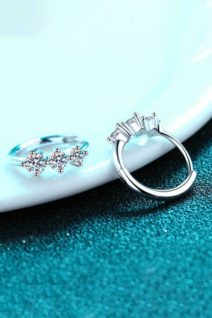 Sterling Silver Moissanite Huggie Earrings-Teresa's Fashionista LLC