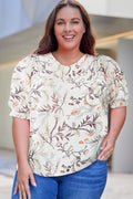 Plus Size Floral Fuff Sleeve Top-Teresa's Fashionista LLC