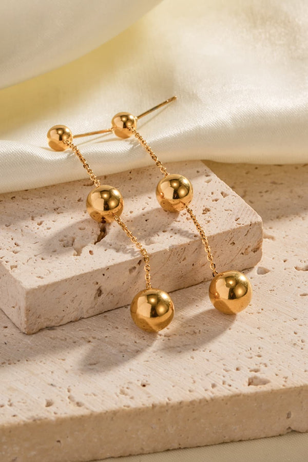 Ball Bead and Chain Stainless Steel Earrings-Teresa's Fashionista LLC