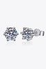 925 Sterling Silver 6-Prong 2 Carat Moissanite Stud Earrings-Teresa's Fashionista LLC