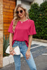 Pleated Flutter Sleeve Round Neck Blouse-Teresa's Fashionista LLC