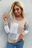 Color Block Ribbed Trim Round Neck Knit Pullover-Teresa's Fashionista LLC