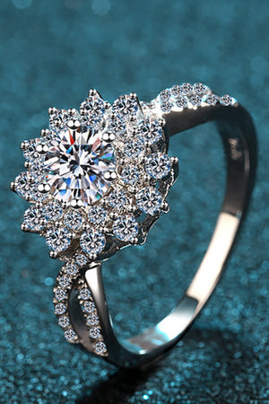 Moissanite Flower-Shape Split Shank Ring-Teresa's Fashionista LLC