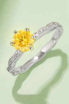 1 Carat Moissanite Contrast 925 Sterling Silver Ring-Teresa's Fashionista LLC