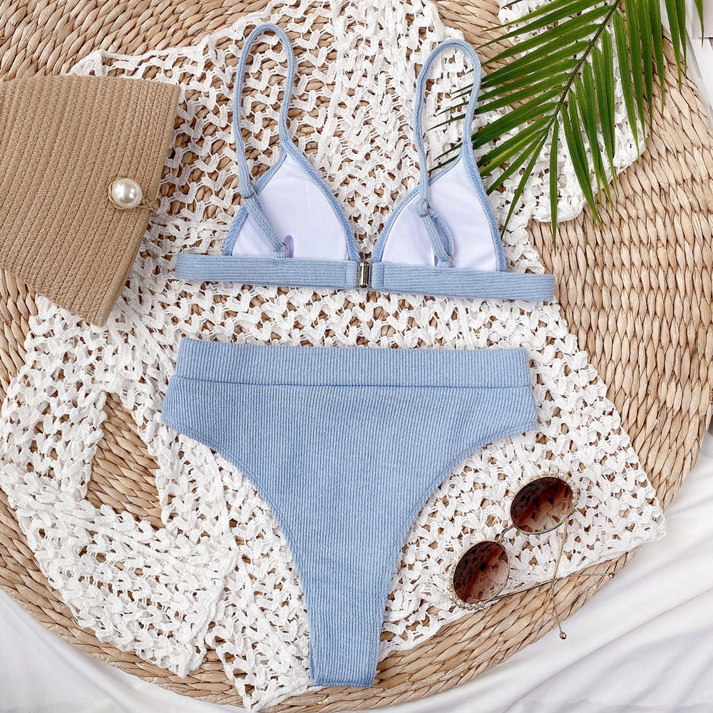 Spaghetti Strap Ribbed Bikini Set-Teresa's Fashionista LLC