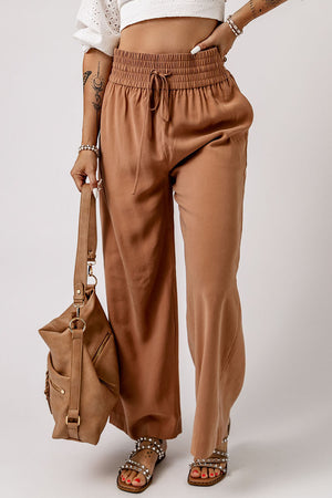 Drawstring Smocked Waist Wide Leg Pants-Teresa's Fashionista LLC