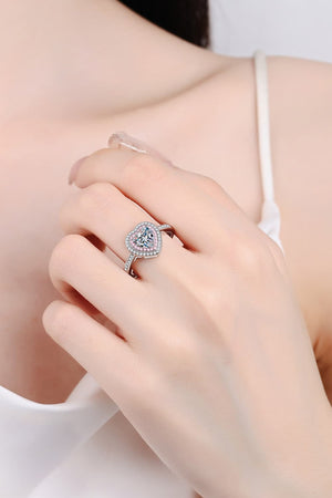 1 Carat Moissanite Heart 925 Sterling Silver Ring-Teresa's Fashionista LLC
