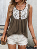 Lace Contrast Scoop Neck Tank-Teresa's Fashionista LLC
