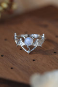 Moonstone Bat 925 Sterling Silver Ring-Teresa's Fashionista LLC