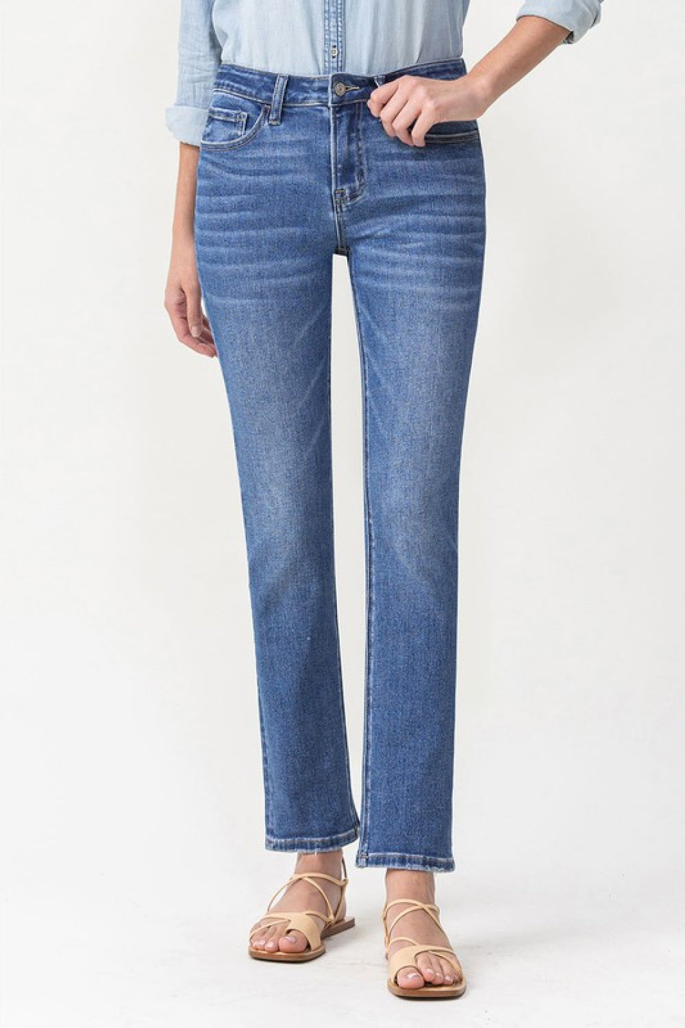 Lovervet Full Size Maggie Midrise Slim Ankle Straight Jeans-Teresa's Fashionista LLC