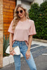 Pleated Flutter Sleeve Round Neck Blouse-Teresa's Fashionista LLC