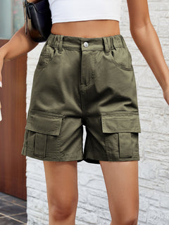 Pocketed High Waist Denim Shorts-Teresa's Fashionista LLC