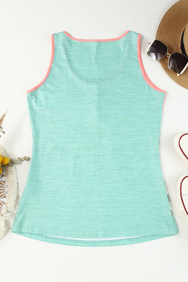 Leopard Color Block Decorative Button Tank-Teresa's Fashionista LLC