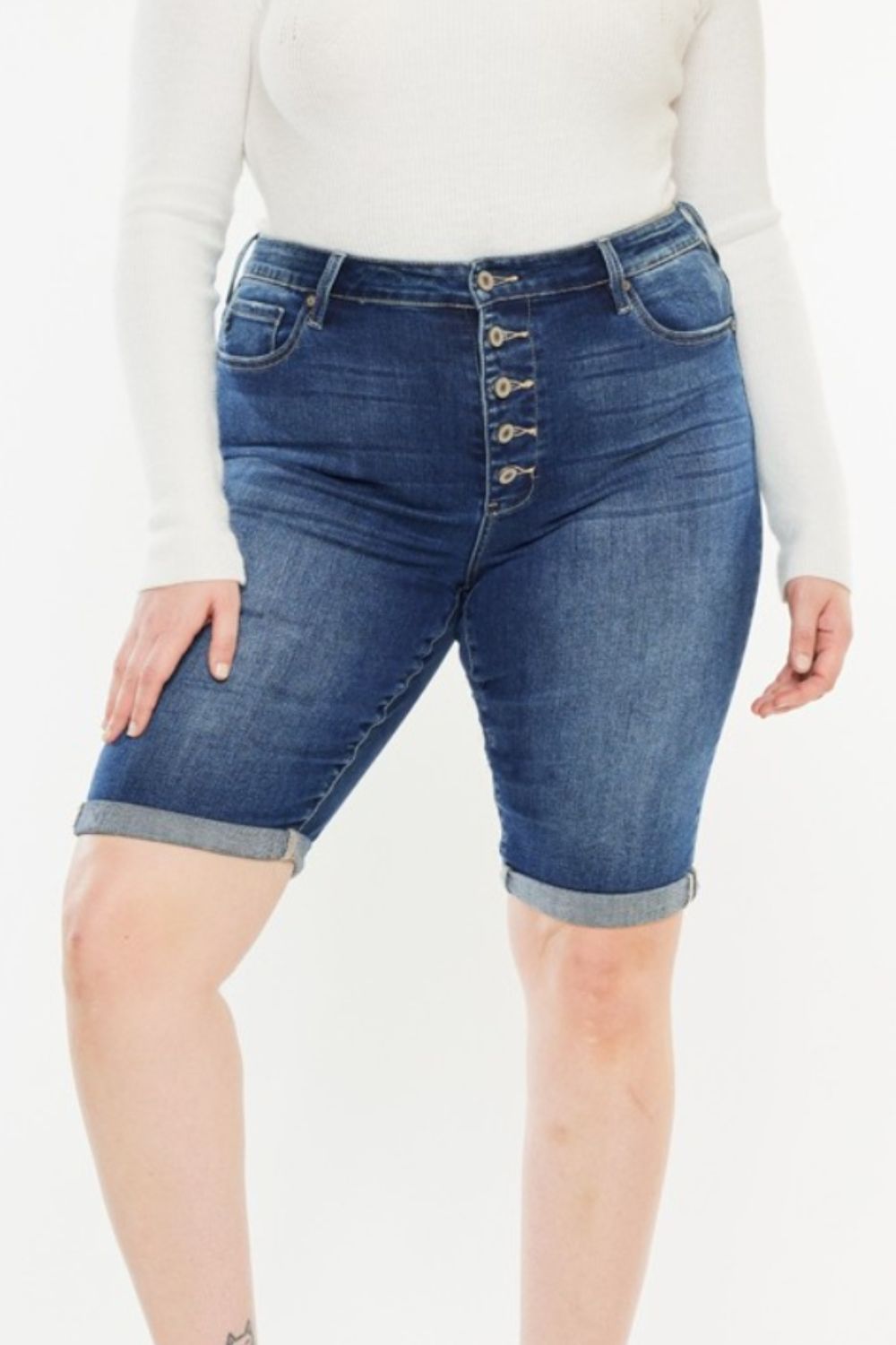 Kancan Full Size Cat's Whiskers Button Fly Denim Shorts-Teresa's Fashionista LLC
