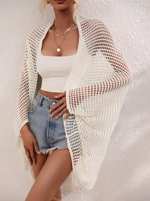 Openwork Open Front Longline Cover Up-Teresa's Fashionista LLC