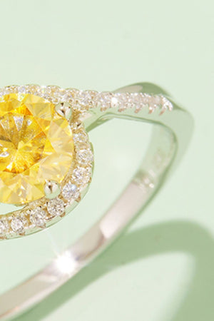 1 Carat Moissanite Contrast 925 Sterling Silver Ring-Teresa's Fashionista LLC