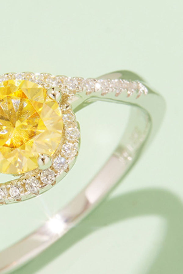 1 Carat Moissanite Contrast 925 Sterling Silver Ring-Teresa's Fashionista LLC
