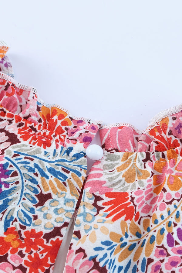 Floral Mock Neck Tank Top-Teresa's Fashionista LLC