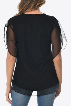 Round Neck Curved Hem Blouse-Teresa's Fashionista LLC