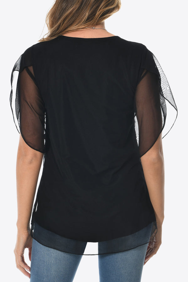 Round Neck Curved Hem Blouse-Teresa's Fashionista LLC