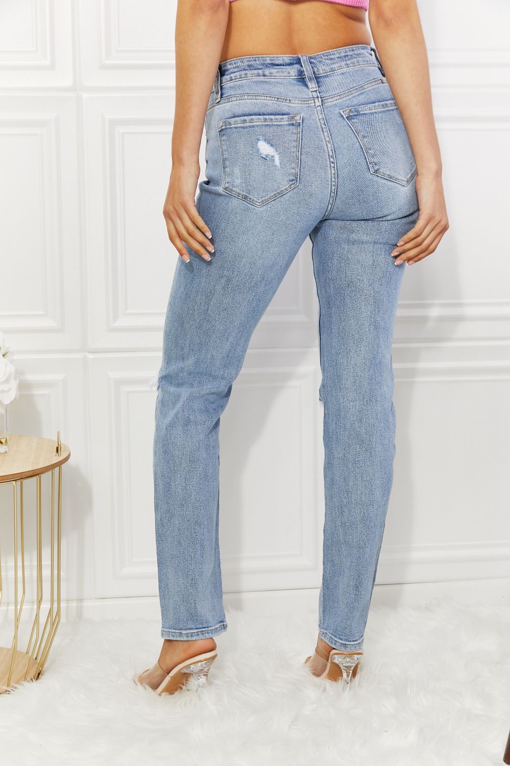 Kancan Abby High Rise Slim Straight Jeans-Teresa&#39;s Fashionista LLC