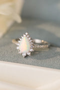 Platinum-Plated Opal Pear Shape Ring-Teresa's Fashionista LLC