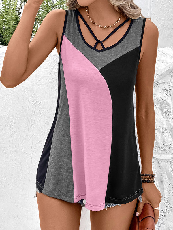 Color Block Tank Top-Teresa's Fashionista LLC