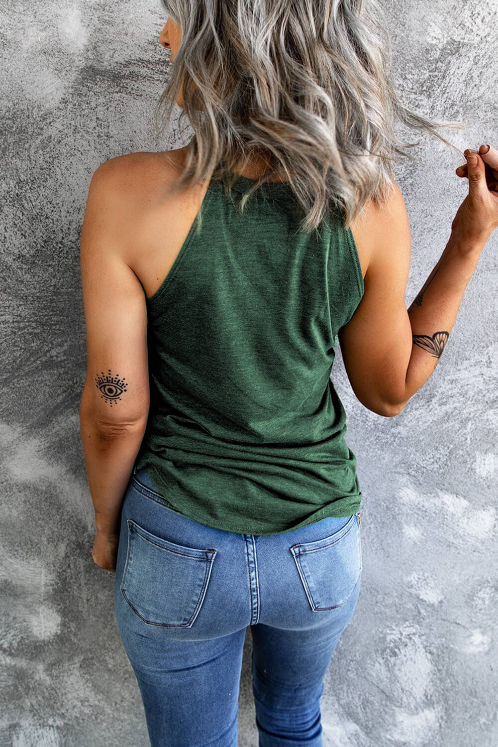 Curved Hem Grecian Tank Top-Teresa&#39;s Fashionista LLC