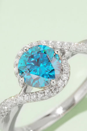 1 Carat Moissanite Contrast 925 Sterling Silver Ring-Teresa's Fashionista LLC