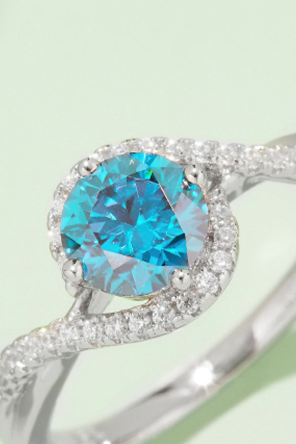 1 Carat Moissanite Contrast 925 Sterling Silver Ring-Teresa's Fashionista LLC