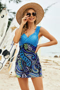 Printed Ruched Swim Dress and Swim Bottoms Set-Teresa's Fashionista LLC