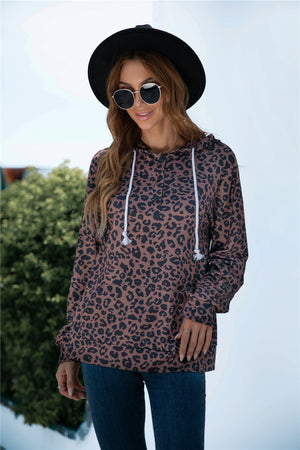 Full Size Printed Quarter-Snap Drop Shoulder Hoodie-Teresa's Fashionista LLC