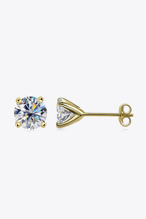 925 Sterling Silver 1 Carat Moissanite 4-Prong Stud Earrings-Teresa's Fashionista LLC
