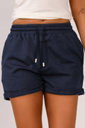 Drawstring Waist Cuffed Shorts-Teresa's Fashionista LLC