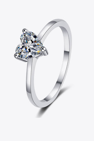 925 Sterling Silver Heart-Shaped Moissanite Solitaire Ring-Teresa's Fashionista LLC